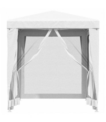vidaXL Party Tent with 4 Mesh Sidewalls 2x2 m White — Size: 2 x 2 m, Model: with 4 sidewalls