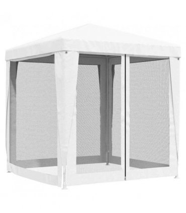 vidaXL Party Tent with 4 Mesh Sidewalls 2x2 m White — Size: 2 x 2 m, Model: with 4 sidewalls