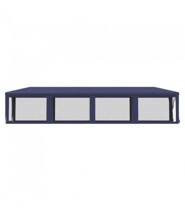 vidaXL Party Tent with 10 Mesh Sidewalls Blue 3x12 m HDPE — Size: 3 x 12 m, Model: with 10 sidewalls