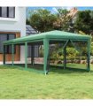 vidaXL Party Tent with 8 Mesh Sidewalls Green 3x9 m HDPE — Size: 3 x 9 m, Model: with 8 sidewalls