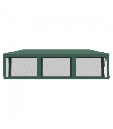 vidaXL Party Tent with 8 Mesh Sidewalls Green 3x9 m HDPE — Size: 3 x 9 m, Model: with 8 sidewalls