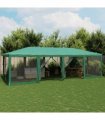 vidaXL Party Tent with 12 Mesh Sidewalls Green 8x4 m HDPE — Size: 8 x 4 m, Model: with 12 sidewalls