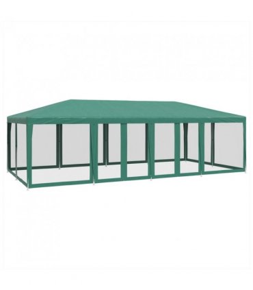vidaXL Party Tent with 12 Mesh Sidewalls Green 8x4 m HDPE — Size: 8 x 4 m, Model: with 12 sidewalls