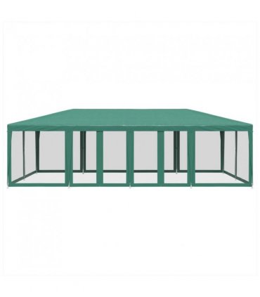 vidaXL Party Tent with 12 Mesh Sidewalls Green 8x4 m HDPE — Size: 8 x 4 m, Model: with 12 sidewalls