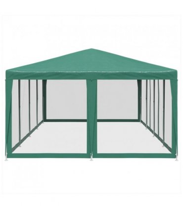 vidaXL Party Tent with 12 Mesh Sidewalls Green 8x4 m HDPE — Size: 8 x 4 m, Model: with 12 sidewalls