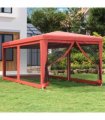 vidaXL Party Tent with 6 Mesh Sidewalls Red 3x6 m HDPE — Size: 3 x 6 m, Model: with 6 sidewalls