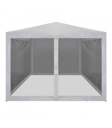 vidaXL Party Tent with 4 Mesh Sidewalls 4x3 m — Colour: white, Size: 3 x 4 m, Model: with 4 sidewalls