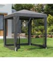 vidaXL Party Tent with 4 Mesh Sidewalls Anthracite 2x2 m HDPE — Size: 2 x 2 m, Model: with 4 sidewalls