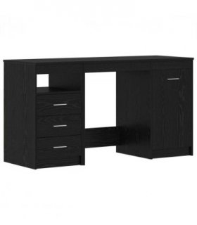 vidaXL Desk with Door 2 pcs Black Oak 140 x 50 x 76 cm Engineered Wood