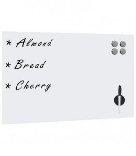 vidaXL Wall Mounted Magnetic Board Glass 50x30 cm — Colour: white, Size: 50 x 30 cm, Model: with accessories