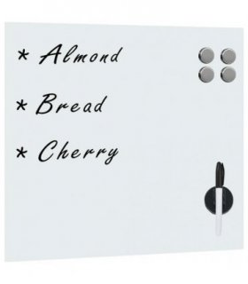 vidaXL Wall Mounted Magnetic Board Glass 50x50 cm — Colour: white, Size: 50 x 50 cm, Model: with accessories