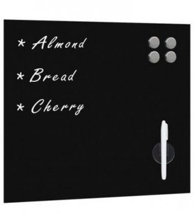 vidaXL Wall Mounted Magnetic Board Glass 50x50 cm — Colour: black, Size: 50 x 50 cm, Model: with accessories