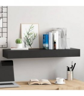 vidaXL Floating Wall Shelf with Drawer Black 80x25x8 cm — Size: 80 x 25 x 8 cm