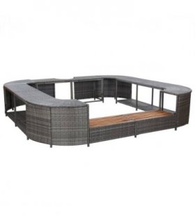 vidaXL Square Spa Surround Grey 268 x 268 x 55 cm Poly Rattan