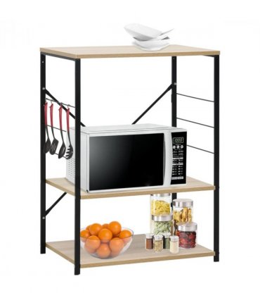 vidaXL Microwave Cabinet Black and Oak 60x39.6x79.5 cm Engineered Wood