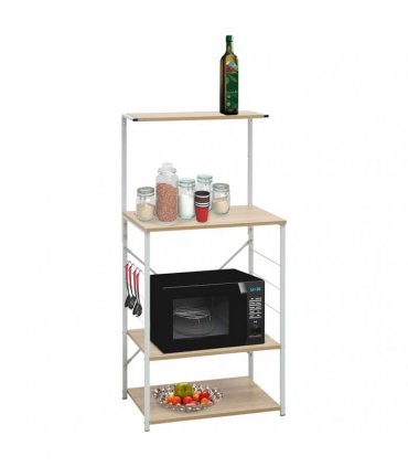vidaXL Microwave Cabinet White and Oak 60x39.6x123 cm Engineered Wood