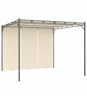 vidaXL Garden Gazebo with Side Curtain 3x3x2.25m Cream — Size: 3 x 3 x 2.25 m