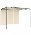 vidaXL Garden Gazebo with Side Curtain 3x3x2.25m Cream — Size: 3 x 3 x 2.25 m