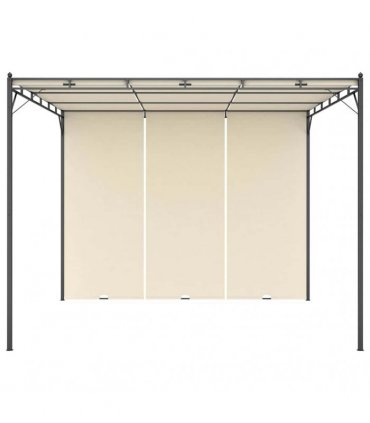 vidaXL Garden Gazebo with Side Curtain 3x3x2.25m Cream — Size: 3 x 3 x 2.25 m
