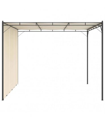vidaXL Garden Gazebo with Side Curtain 3x3x2.25m Cream — Size: 3 x 3 x 2.25 m