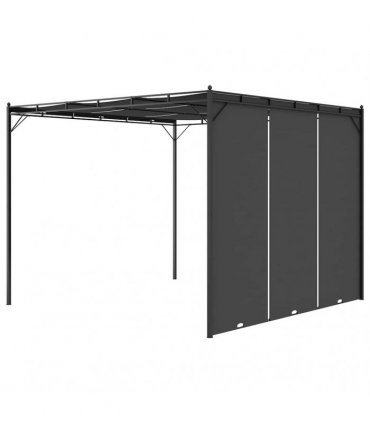 vidaXL Garden Gazebo with Side Curtain 3x3x2.25 m Anthracite — Size: 3 x 3 x 2.25 m