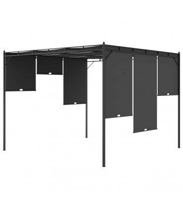 vidaXL Garden Gazebo with Side Curtain 3x3x2.25 m Anthracite — Size: 3 x 3 x 2.25 m