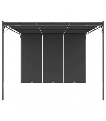 vidaXL Garden Gazebo with Side Curtain 4x3x2.25 m Anthracite — Size: 4 x 3 x 2.25 m