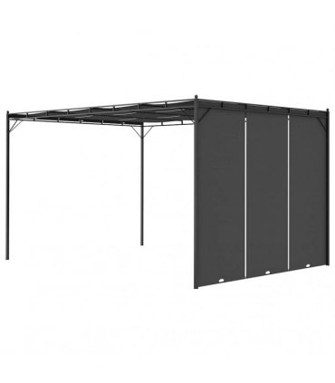vidaXL Garden Gazebo with Side Curtain 4x3x2.25 m Anthracite — Size: 4 x 3 x 2.25 m