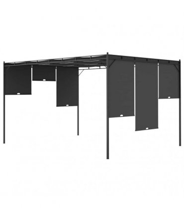 vidaXL Garden Gazebo with Side Curtain 4x3x2.25 m Anthracite — Size: 4 x 3 x 2.25 m