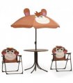 vidaXL Garden Table And Chair | Brown | Steel, Polyester | Kid-sized | Foldable