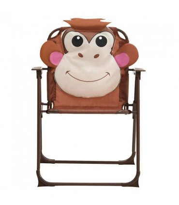 vidaXL Garden Table And Chair | Brown | Steel, Polyester | Kid-sized | Foldable