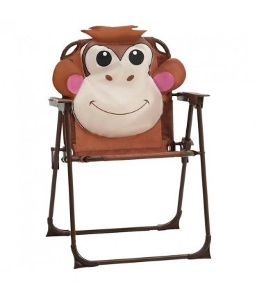 vidaXL Garden Table And Chair | Brown | Steel, Polyester | Kid-sized | Foldable