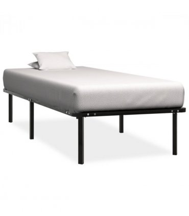vidaXL Bed Frame | Black | Metal, poplar wood | 100 x 200 cm | Durable