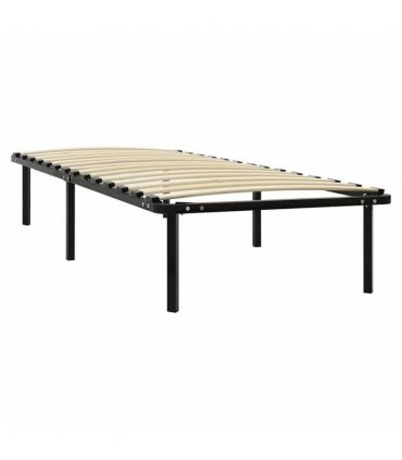 vidaXL Bed Frame | Black | Metal, poplar wood | 100 x 200 cm | Durable