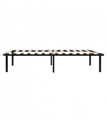 vidaXL Bed Frame | Black | Metal, poplar wood | 100 x 200 cm | Durable