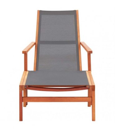 vidaXL Garden Chair | Grey | Solid eucalyptus wood | Medium | Foldable — Model: with footrest