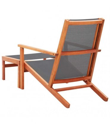 vidaXL Garden Chair | Grey | Solid eucalyptus wood | Medium | Foldable — Model: with footrest