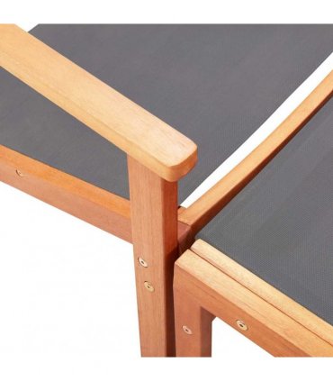 vidaXL Garden Chair | Grey | Solid eucalyptus wood | Medium | Foldable — Model: with footrest
