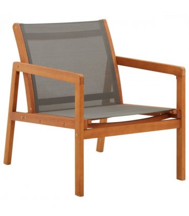 vidaXL Garden Chair | Grey, Natural | Solid eucalyptus wood, Textilene — Model: without footrest