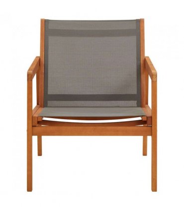 vidaXL Garden Chair | Grey, Natural | Solid eucalyptus wood, Textilene — Model: without footrest