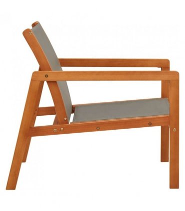 vidaXL Garden Chair | Grey, Natural | Solid eucalyptus wood, Textilene — Model: without footrest