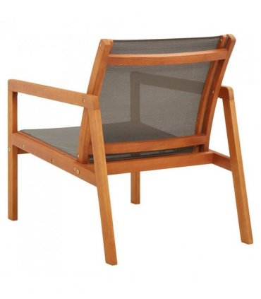 vidaXL Garden Chair | Grey, Natural | Solid eucalyptus wood, Textilene — Model: without footrest
