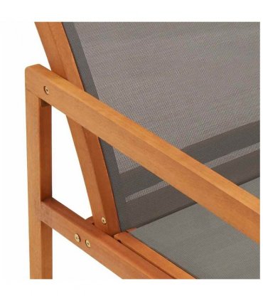 vidaXL Garden Chair | Grey, Natural | Solid eucalyptus wood, Textilene — Model: without footrest
