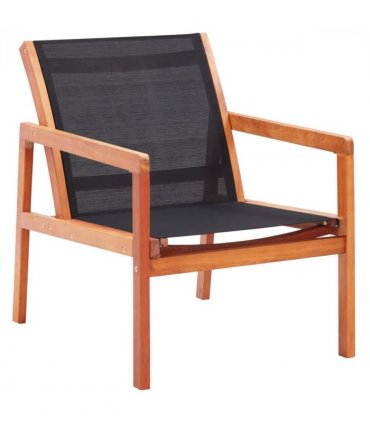 vidaXL Garden Chair | Black | Solid eucalyptus wood and Textilene | Garden Chair — Model: without footrest