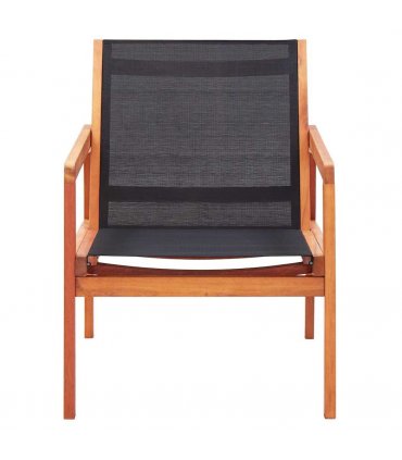 vidaXL Garden Chair | Black | Solid eucalyptus wood and Textilene | Garden Chair — Model: without footrest