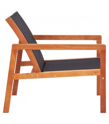 vidaXL Garden Chair | Black | Solid eucalyptus wood and Textilene | Garden Chair — Model: without footrest