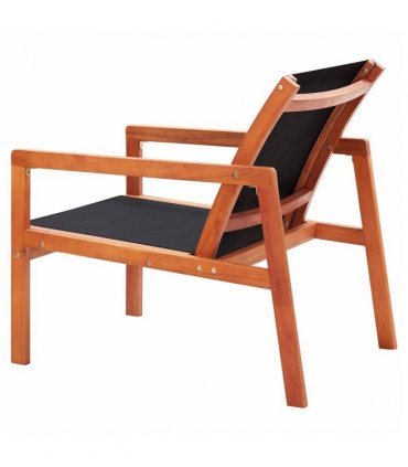 vidaXL Garden Chair | Black | Solid eucalyptus wood and Textilene | Garden Chair — Model: without footrest