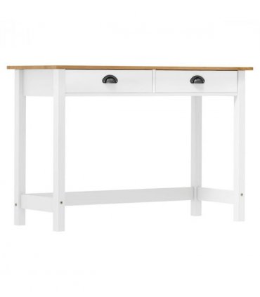 vidaXL Console Table Hill with 2 Drawers 110x45x74 cm Solid Pine Wood — Colour: white and brown