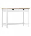 vidaXL Console Table Hill with 2 Drawers 110x45x74 cm Solid Pine Wood — Colour: white and brown
