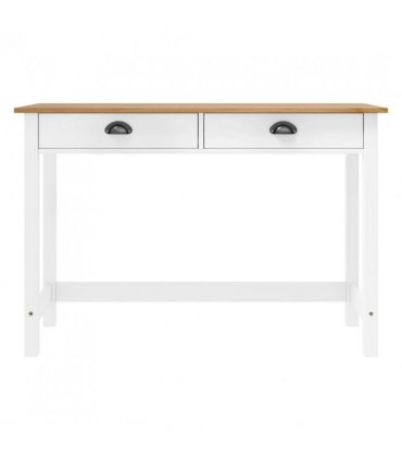 vidaXL Console Table Hill with 2 Drawers 110x45x74 cm Solid Pine Wood — Colour: white and brown